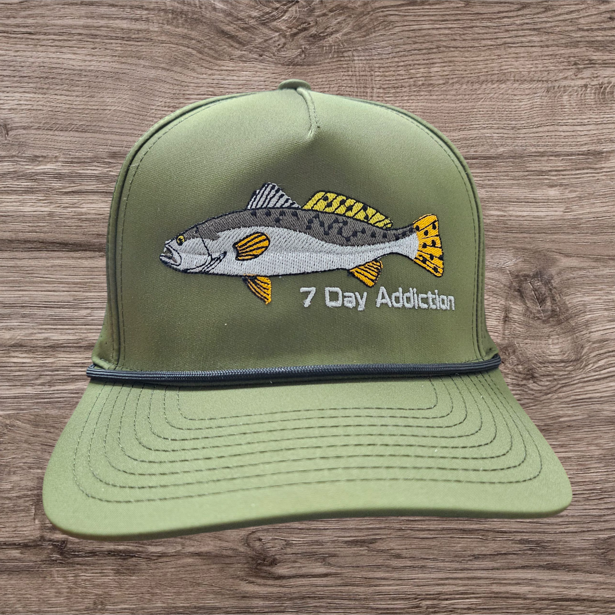 7 DAY CAP,TROUT FISH OLIVE GREEN