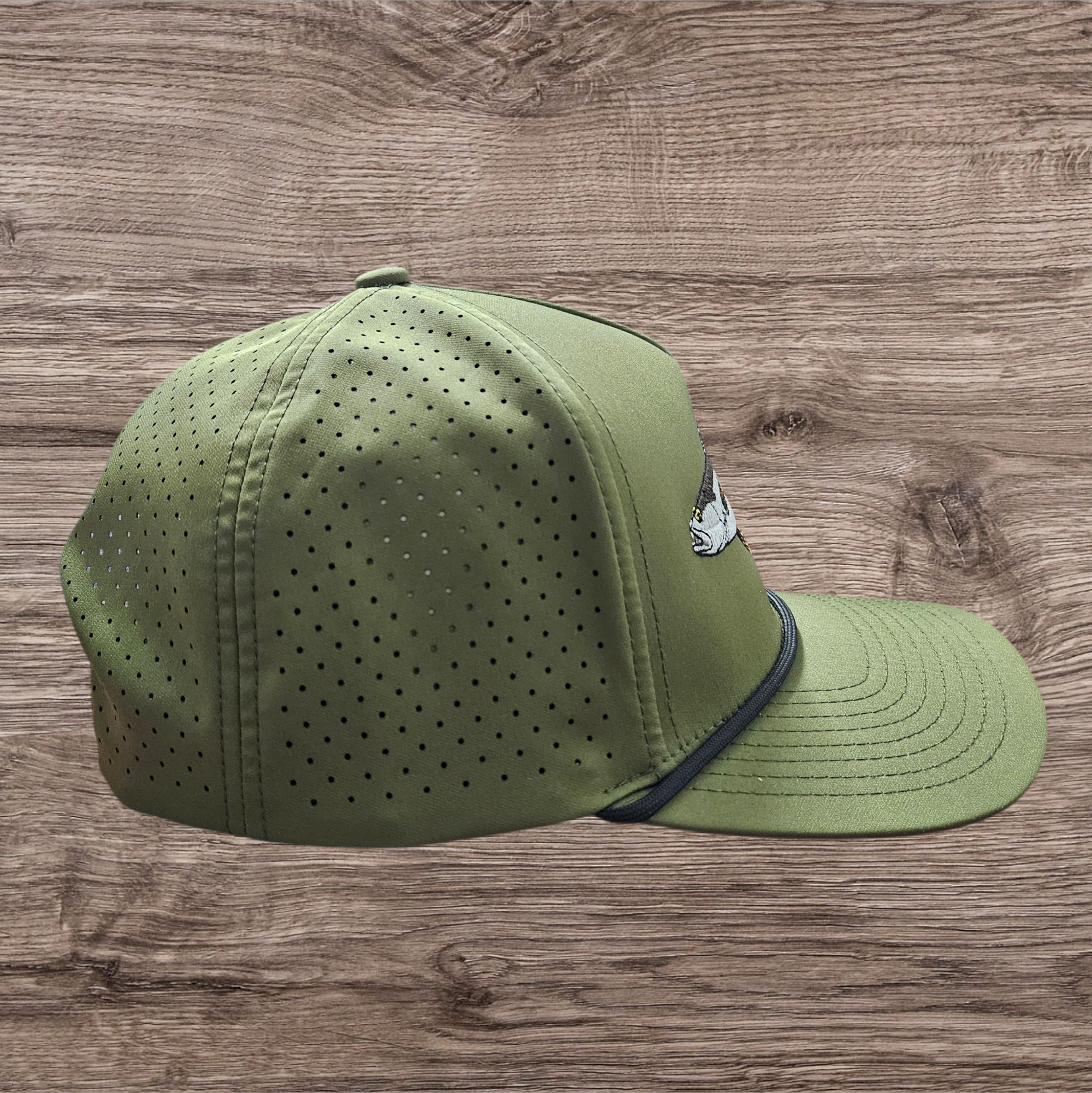 7 DAY CAP,TROUT FISH OLIVE GREEN