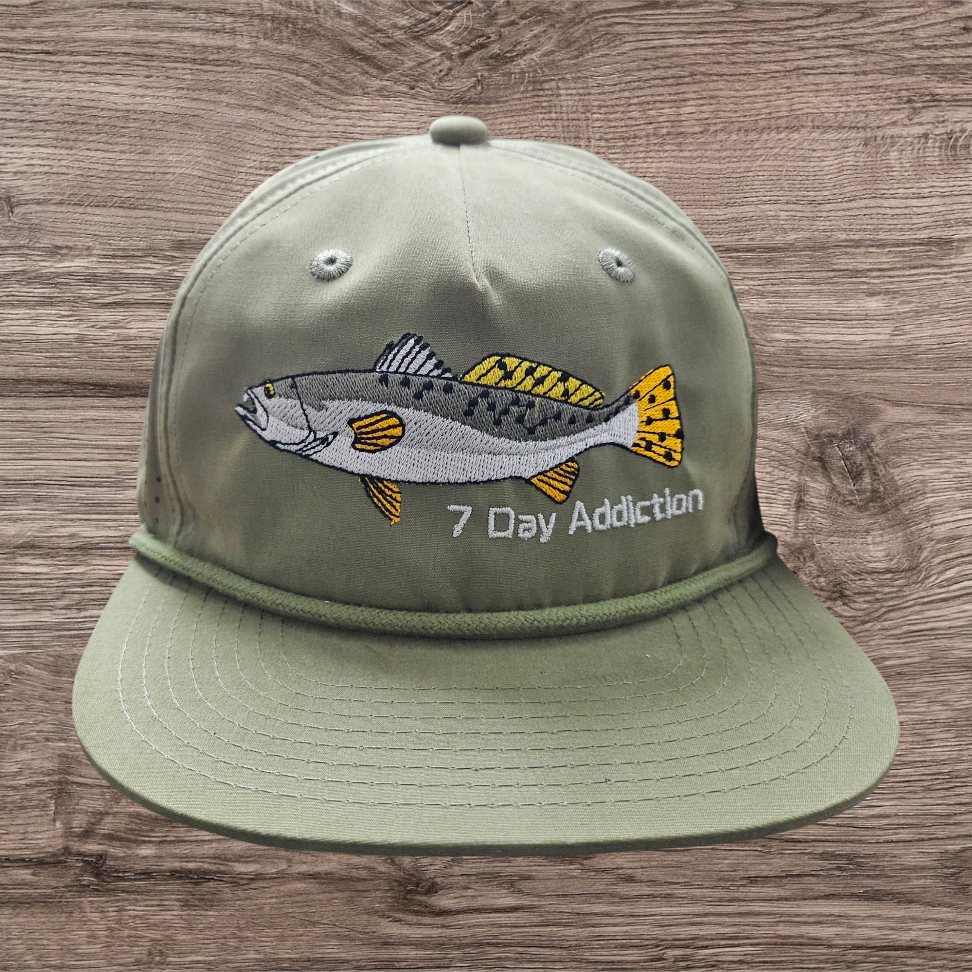 7 DAY CAP,TROUT FISH LIGHT OLIVE GREEN