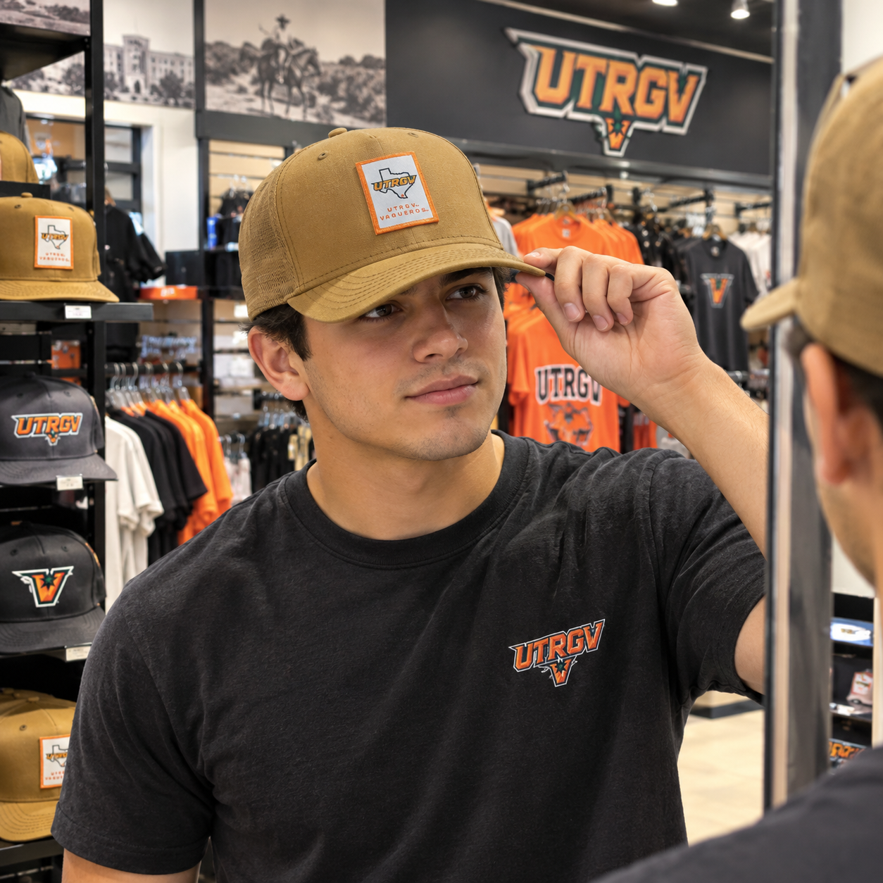 khaki UTRGV patch cap